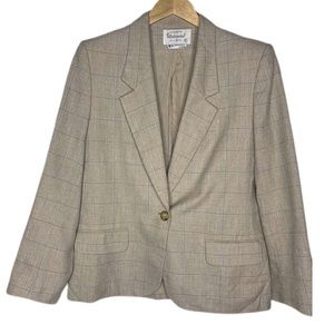 Tailored By Handmacher Windowpane Khaki Blazer‎